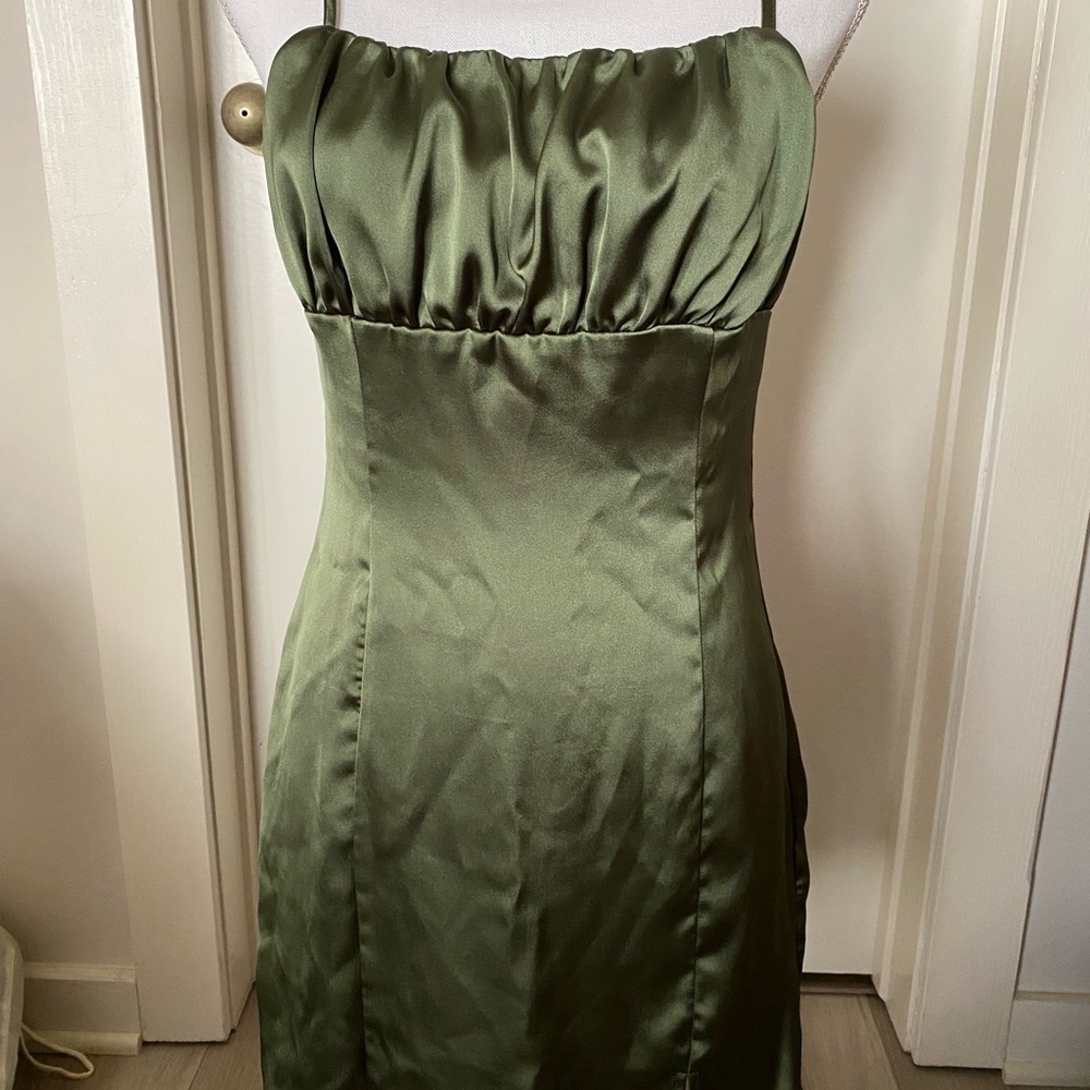 Elegant Green Satin Dress
